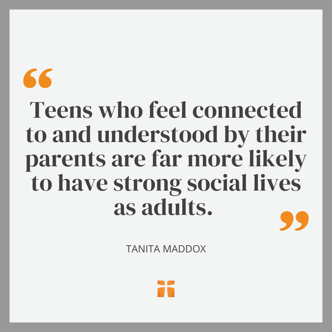 Quote from an article about parent/teen relationships and their affect on adult social lives